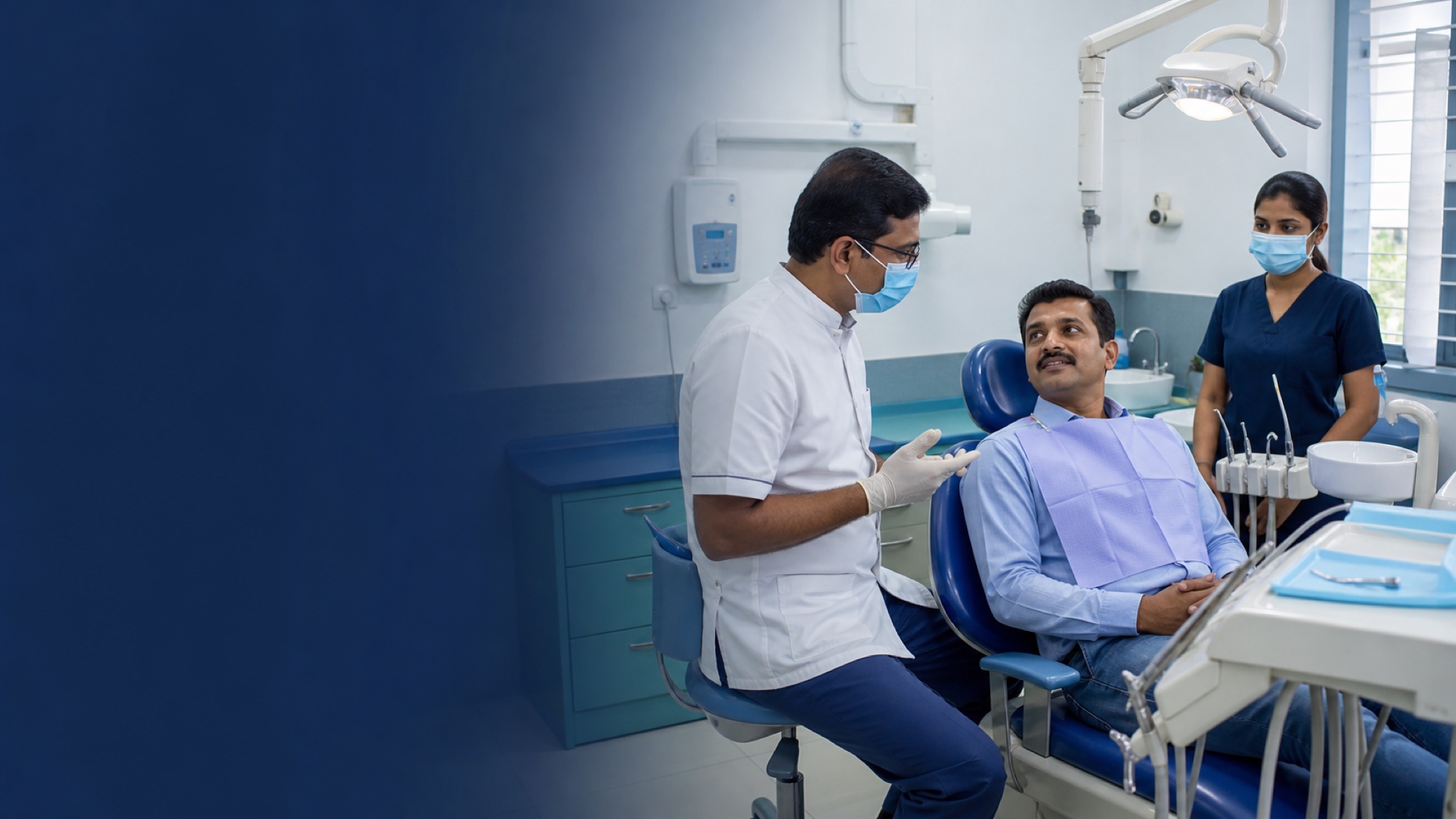 Dentist consulting a patient in the Dental and Maxillofacial Care department at Mangala Hospital