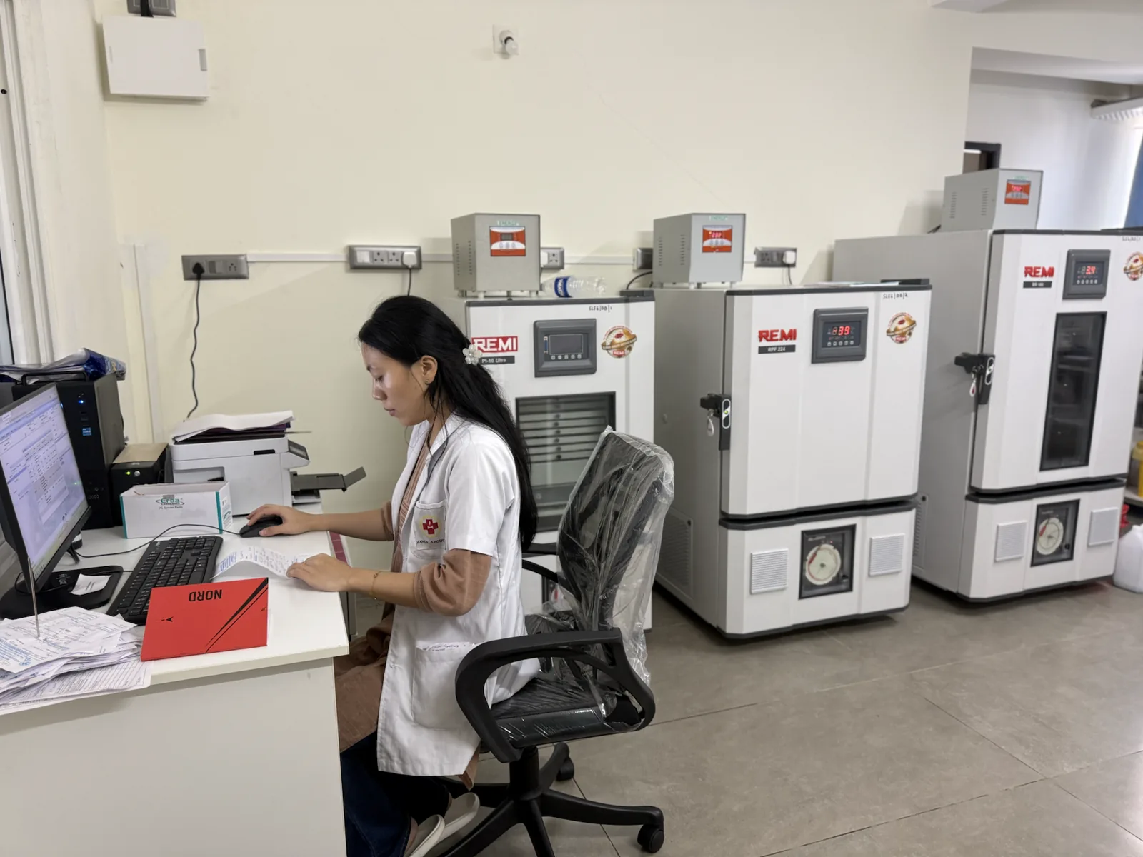Mangala Blood Centre storage facility with monitored refrigerated cabinets