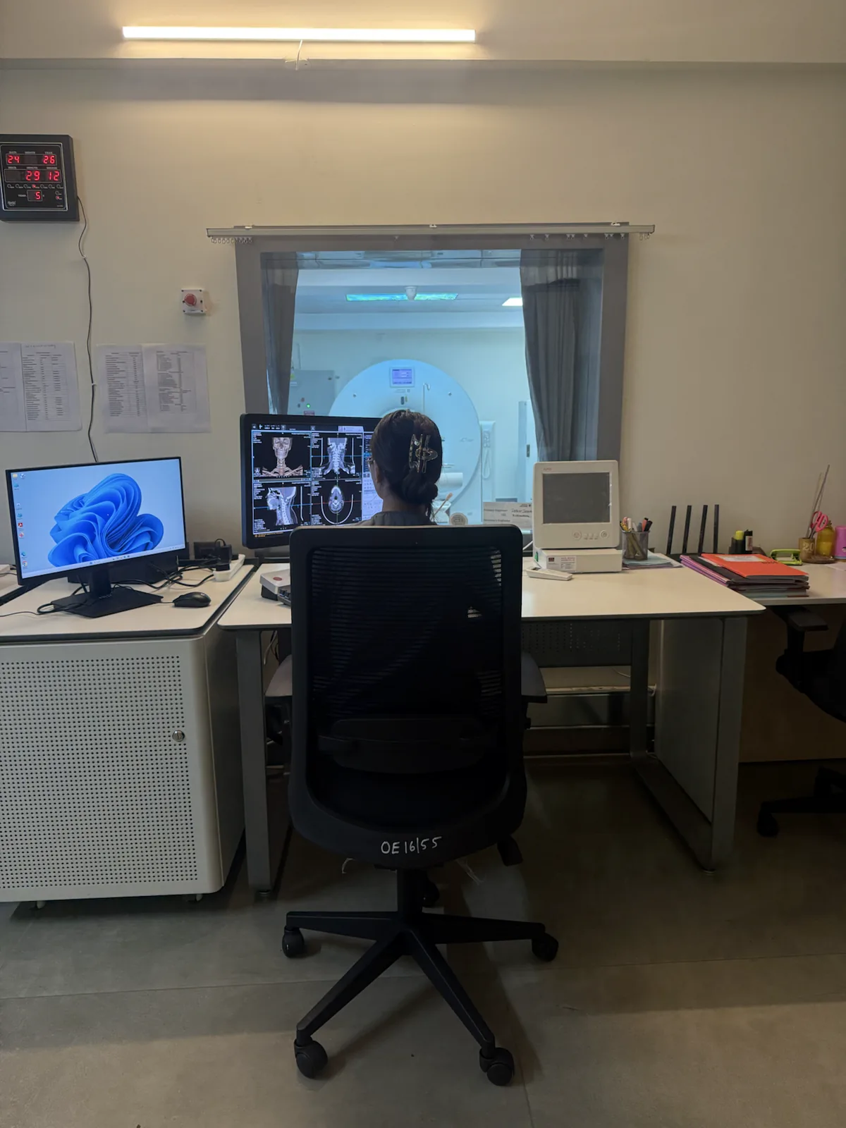 CT control room and reporting workstation at Mangala Hospital
