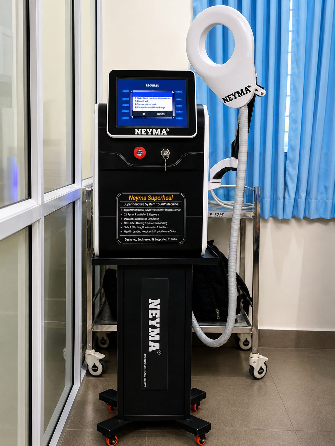 Neyma Superheal superinductive therapy system used for physiotherapy-based pain management at Mangala Hospital